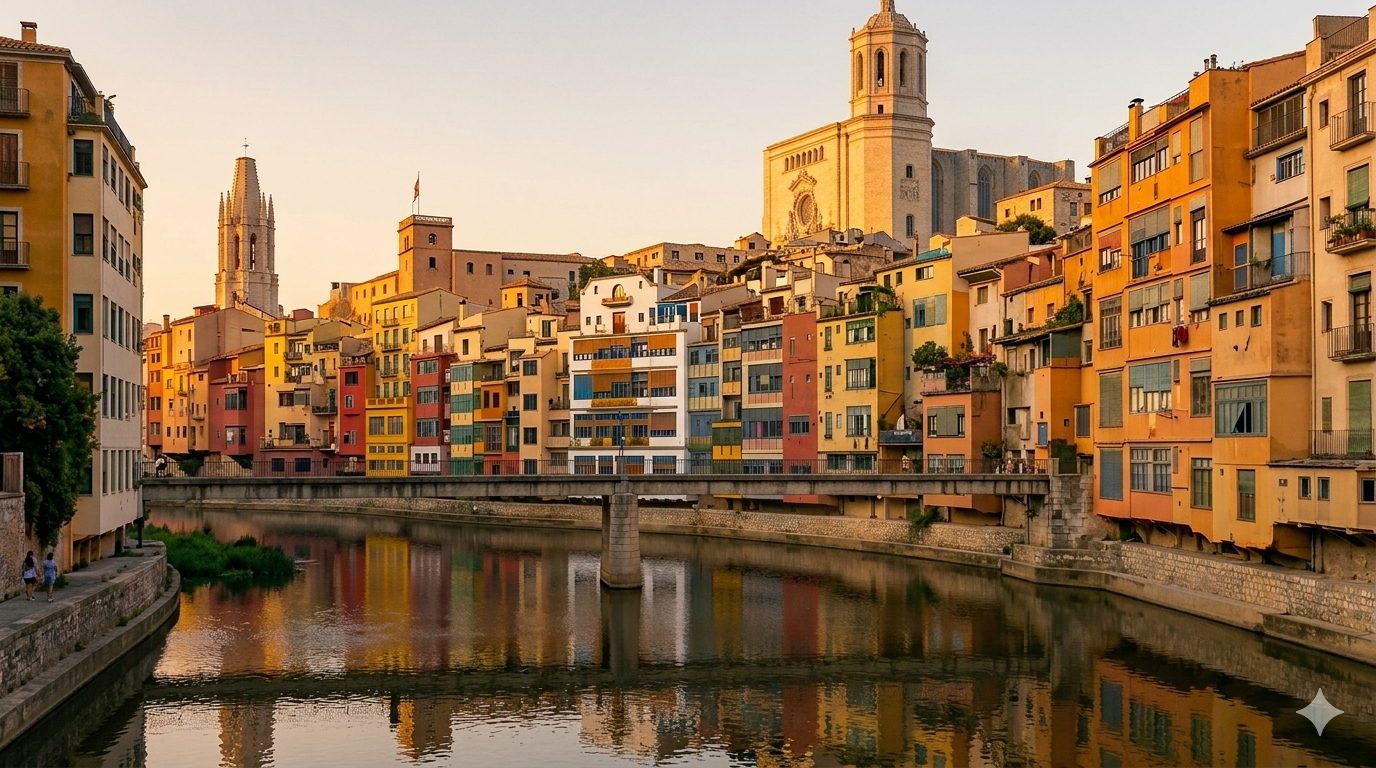 Casas del Onyar y catedral de Girona — Taxi Santa Susanna